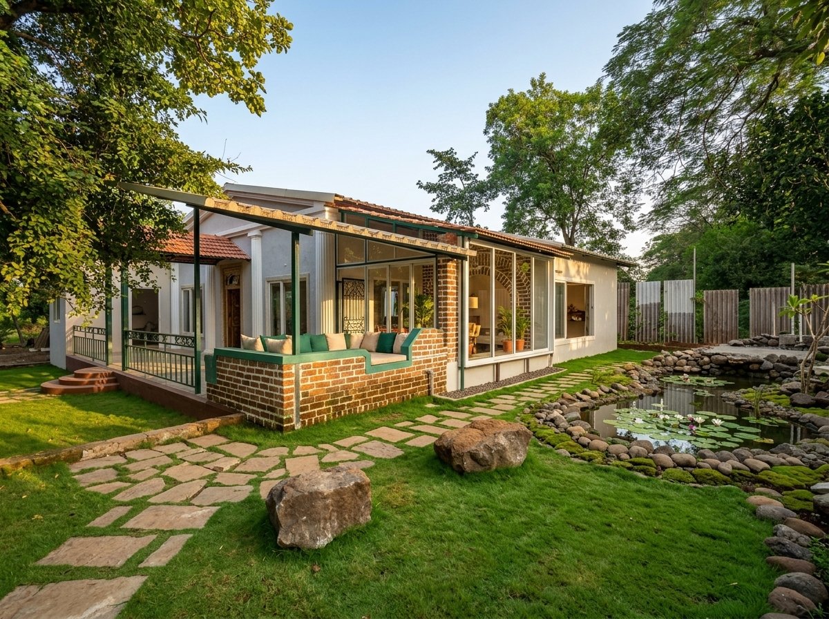 Lush gardens, trees and outdoor sanctuary at The Library